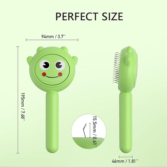Dog Brush for Short or Long Haired Dogs, Frog Shape Dog Brush with Release Button, Dog Hair Brush Dog Grooming Deshedding Brush for Dog Kitten Rabbit Massage Removes Loose Fur-Mewly Pet