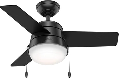 Hunter Fan Company 59302 Hunter 36" Aker Ceiling Fan with Light, Matte Black Finish, Hunter Fan