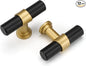 LONTAN 12 Pack Kitchen Cabinet Knobs Black and Gold Drawer Knobs for Dresser Bathroom T-bar Black Hardware for Cabinets, Zinc Alloy Base