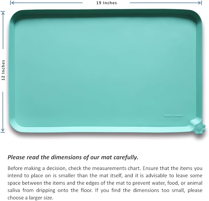 Hoki Found Silicone Pet Food Mats - Non Slip Cat & Dog Bowl Placemats - Waterproof Pet Feeding Mats - Cool Mint-Mewly Pet