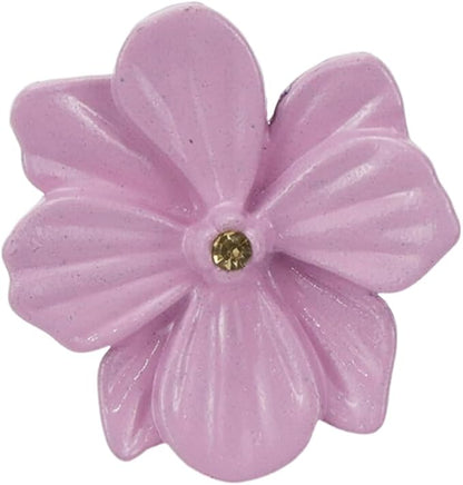 6Pcs Flower Shaped Drawer Knobs Single Hole Dresser Knobs Zinc Alloy Knobs, 1.57x0.83" Pink, with Mounting Screws