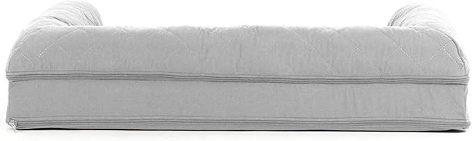 Furhaven Cooling Gel Dog Bed for Medium/Small Dogs w/ Removable Bolsters & Washable Cover, For Dogs Up to 35 lbs - Quilted Sofa - Silver Gray, Medium-Mewly Pet