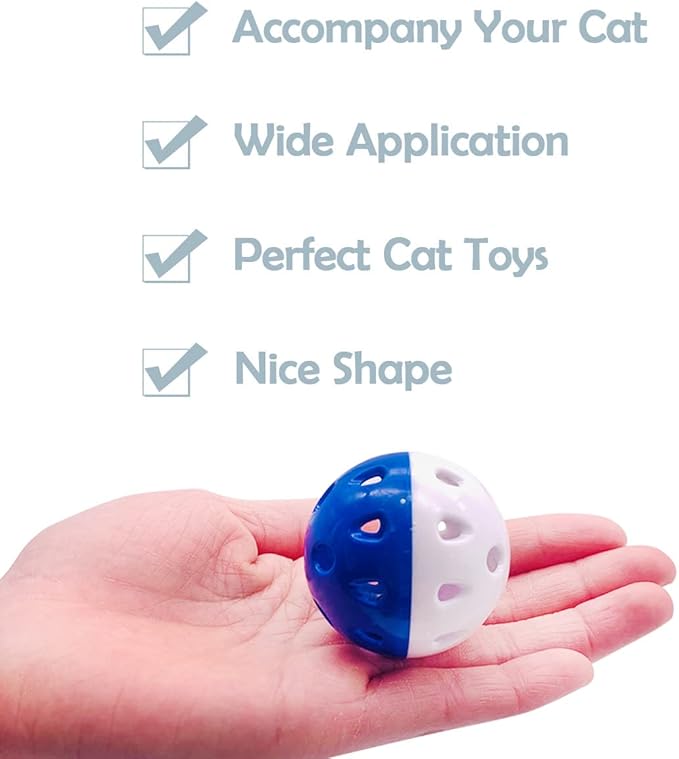 PET SHOW 20Pcs Cat Toy Balls with Bell Inside 1.57" 1.4" Plastic Kitten Chase Toys Jingle Bell Ball for Cat Indoor Training-Mewly Pet