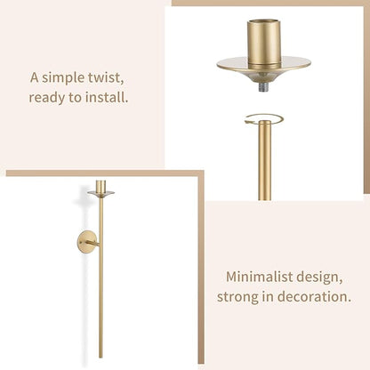 Sziqiqi Wall Candle Holder Gold: Candle Sconces Wall Decor Set of 2 for Dining Room Wall Hanging Candle Sticks Holder for Living Room Fireplace