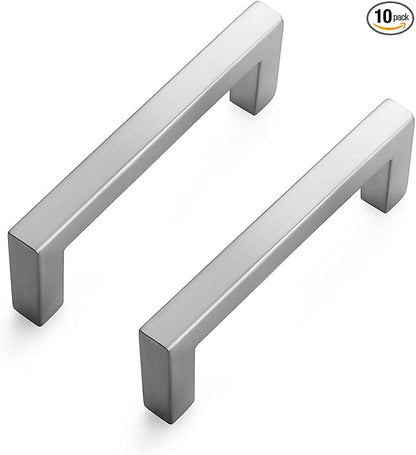 Ravinte 10 Pack Solid 3 Inch Center to Center Slim Square Bar Drawer Handles - Cabinet Hardware Brushed Nickel Pulls for Kitchen and Drawers
