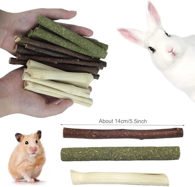 150g 3 Types of Combined Chew Toys Molar Sticks Sweet Bamboo Apple Branch Timothy Grass for Pets Chinchilla Squirrel Gerbil Hamster Squirrel Guinea Pigs-Mewly Pet