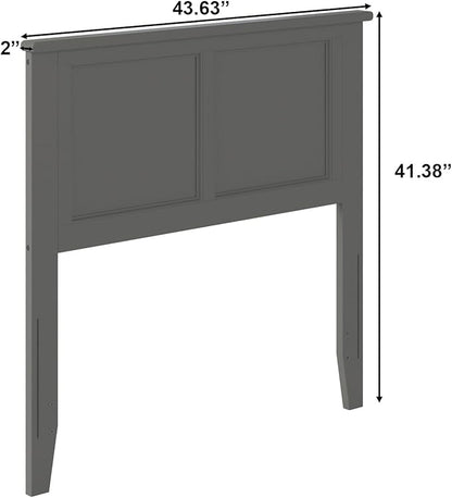 AFI, Madison Twin Solid Wood Panel Headboard with Attachable Charger, Grey