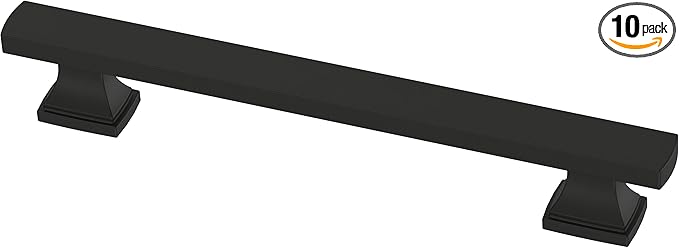 FRANKLIN BRASS Tiered Foot (10-Pack) Cabinet Handles 5-1/16" Hole Center Pulls | Matte Black Hardware Kitchen Door, Drawers, Dressers, Furniture P49574C-FB-B