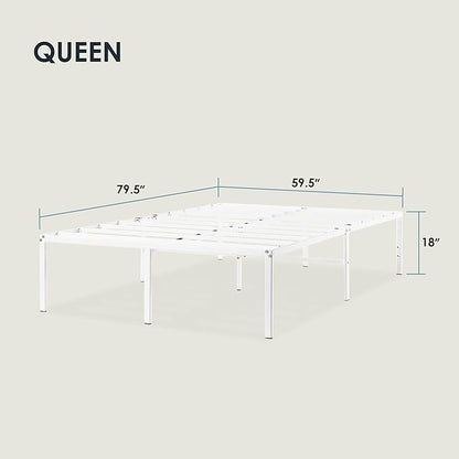 Best Price Mattress 18 Inch Metal Platform Bed Frame, Heavy Duty Steel Slats, White, Queen