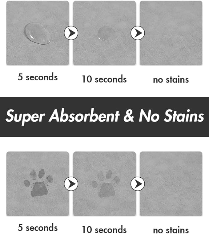 Absorbent Dog Food Mat-Dog Mat for Food and Water Bowl, Quick Dry Pet Food Mat, No Stains Cat Feeding mat, Pet Accessories Pet Supplies-Cat Water Bowl Mat for Messy Drinkers-Mewly Pet
