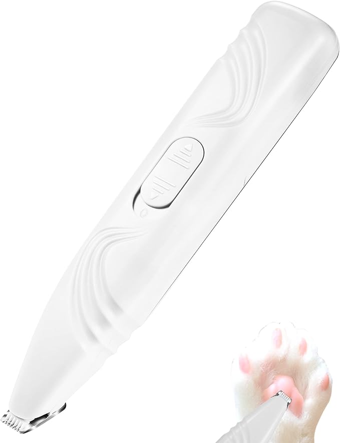 LEYOUFU Dog Paw Trimmer for Grooming, Cordless Electric Small Pet Grooming Clippers Hair Trimmer for Dogs Cats, Low Noise for Trimming Pet's Hair Around Paws, Eyes, Ears, Face, Rump (White)-Mewly Pet