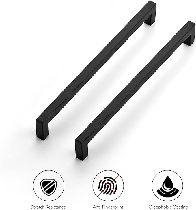 Ravinte 20 Pack 10 Inch Kitchen Square Cabinet Handles Matte Black Pulls Black Drawer Pulls Kitchen Cabinet Hardware Handles