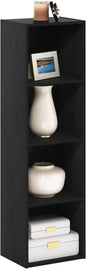 Furinno PASIR Book Shelf, 4-Tier Modern Bookshelf, Open Shelves Bookcase 9" x 12" x 42", for Living Room, Bedroom, Home Office, Blackwood