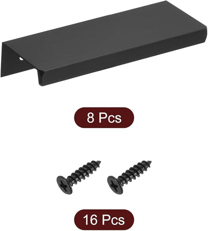 uxcell Cabinet Finger Edge Pull, 8pcs 80mm / 3.15" Aluminum Alloy Back Mount Hidden Cabinet Pulls Concealed Handle for Home Kitchen Drawer Cabinet, Black