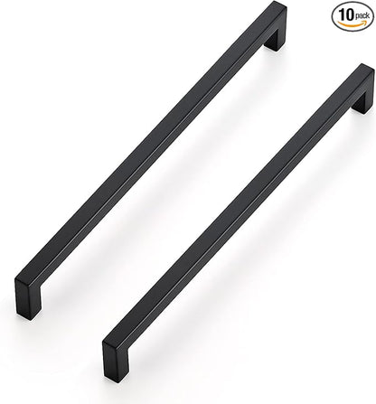 Ravinte 10 Pack 11-5/16 Inch Square Cabinet Handles - Matte Black Pulls for Kitchen Drawers and Cabinets - Hardware Handles