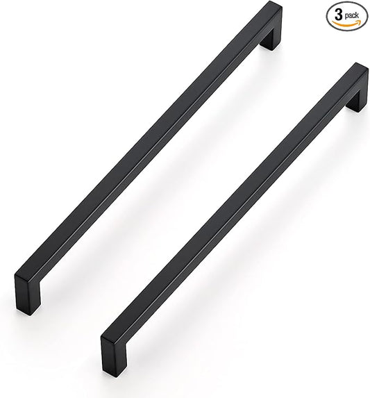 Ravinte 3 Pack 11-5/16 Inch Square Cabinet Handles - Matte Black Pulls for Kitchen Drawers and Cabinets - Hardware Handles