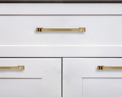 Khtumeware 6 Pack 10 Inch Cabinet Handles - Brushed Brass & Gold Drawer Pulls for Kitchen Cabinets
