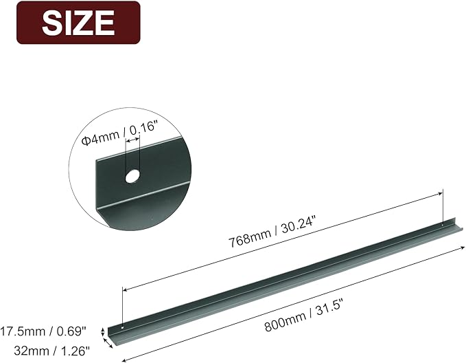 uxcell Cabinet Finger Edge Pull, 3pcs 800mm / 31.5" Aluminum Alloy Back Mount Hidden Cabinet Pulls Concealed Handle for Home Kitchen Drawer Cabinet, Gray