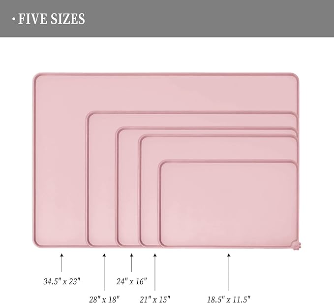 Waterproof Pet Feeding Mat with High Raised Edges, Heavier and Thicker Placemats for Cat Dog Water Bowl with BPA Free, Dogs Cats Food Mats for Messy Drinkers to Prevent Spill and Protect Floors-Mewly Pet