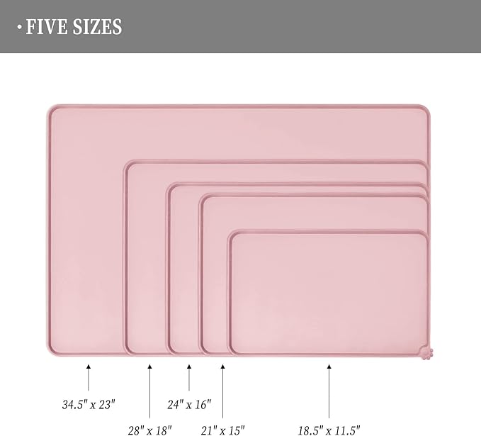 Waterproof Pet Feeding Mat with High Raised Edges, Heavier and Thicker Placemats for Cat Dog Water Bowl with BPA Free, Dogs Cats Food Mats for Messy Drinkers to Prevent Spill and Protect Floors-Mewly Pet