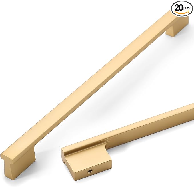 Asidrama 20 Pack 10 Inch(254mm) Brushed Gold Cabinet pulls Kitchen Cabinet Handles, Cabinet Pulls Gold Kitchen Cabinet Hardware for Cupboard Drawer Pulls