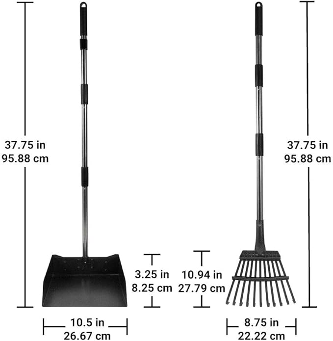 Bodhi Dog Pooper Scooper for Large Dogs - Heavy Duty Metal Poop Scoop w/Long Handle Tray & Rake - Dog Poop Scooper for Yard, Grass, Street, Gravel & Outdoor Areas - Pet Waste Cleanup Tool-Mewly Pet