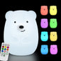 Large Bear Night Light for Kids, Silicone nightlights Bedside Table Lamps Baby Bedroom Lighting Nursery Children's Bed Lights - Eye Caring, Adjustable Brightness & Color, Time Setting - Large