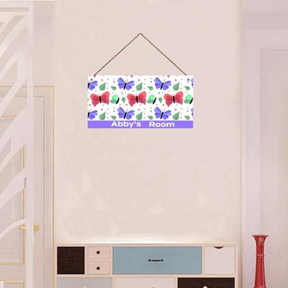 Personalized Sign Cute Butterfly Sign For Kids Room Nursery Door Decor For Girls Room,Custom Name Wall Art Decor Decorative Plate for Boys Bedroom Little Man Cave