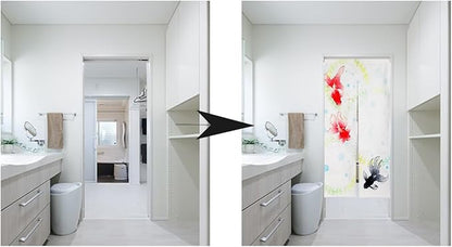 Noren Japanese Style Doorway Curtain with a Picture of Japanese Goldfish Printed on it (pattern1)