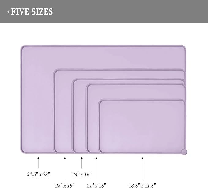 Waterproof Pet Feeding Mat with High Raised Edges, Heavier and Thicker Placemats for Cat Dog Water Bowl with BPA Free, Dogs Cats Food Mats for Messy Drinkers to Prevent Spill and Protect Floors-Mewly Pet