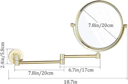 Vanity Mirror, Wall Mounted Makeup Mirror with 10X Magnification, 8 Inch Double Sided Vanity Magnifying Mirror, Cosmetic Mirror Shaving Mirror for Bathroom Gold