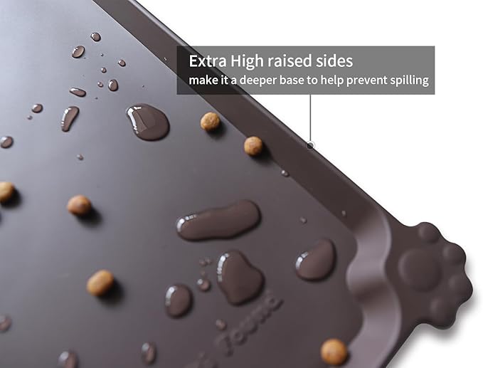 Hoki Found Large Silicone Pet Food Mat - Non Slip, Waterproof Dog Cat Bowl Mat - Dark Oak-Mewly Pet