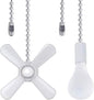 Ceiling Fan Pull Chain,Ceiling Fan Cords Ceiling Fan Chain Pulls with 2PCS 12inch Beaded Ball Extension Chains for Celing Fan Light and Wall Lamps, Cabinet Light (Light Bulb and Fan Shape), White