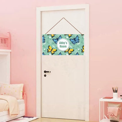 Personalized Sign Butterfly Theme Wall Art Decor For Kids Room Custom Name Door Décor For Little Man Cave Nursery Beautiful Art Plate For Girls Bedroom Boys Room