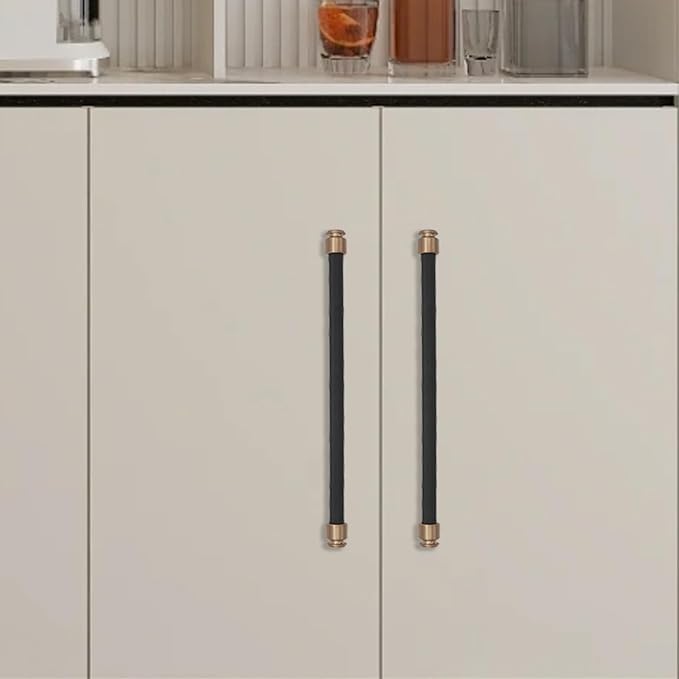10 Pack 12-3/5 inch(320mm) Matte Black and Champagne Bronze Kitchen Cabinet Knurled Handles Cabinet Pulls Black Drawer Pulls Kitchen Cabinet Hardware Handles