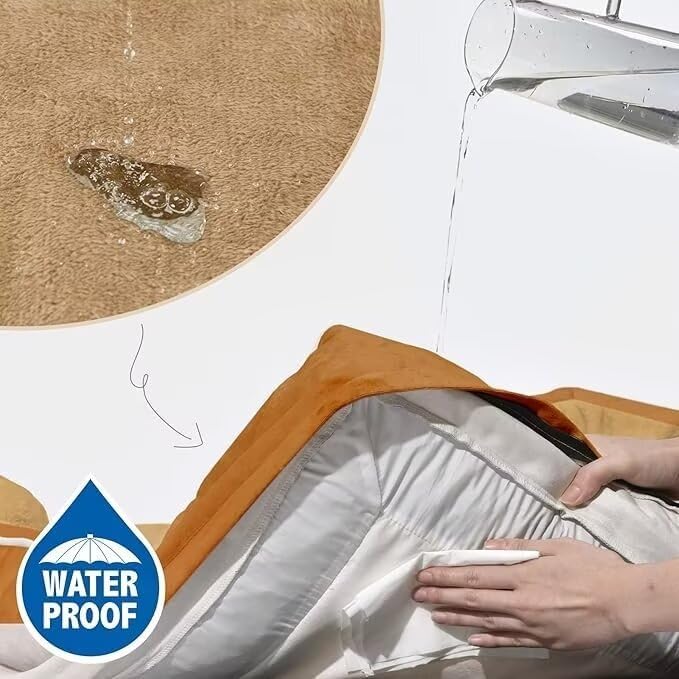 Comfort Expression Large Dog Beds Orthopedic Foam, Waterproof Dog Beds for Large Sized Dogs, Comfy Washable Pet Bed Sofa with Removable Cover & Non-Slip Bottom(Caramel)-Mewly Pet