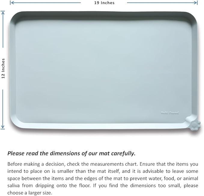 Hoki Found Silicone Pet Food Tray - High-Lips Dog Cat Bowl Mats - Waterproof Dog Cat Food Mats - Battleship-Mewly Pet