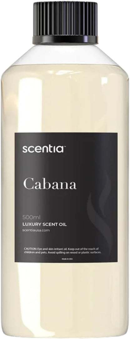 Scentia Hotel Diffuser Oil Inspired by 5-Star Hotel Scent - 500 ml 16.9 fl oz - Fragrance Oil Blend Jasmine, Bergamot Notes for Aromatherapy Diffusers and Humidifiers - Cabana, Thanksgiving Gift