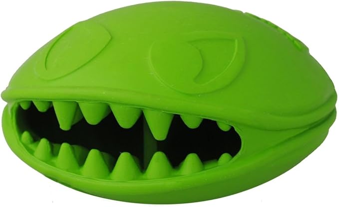 Jolly Pets Monster Mouth Oval Dog Toy/Treat Holder, 4 Inches, Green-Mewly Pet