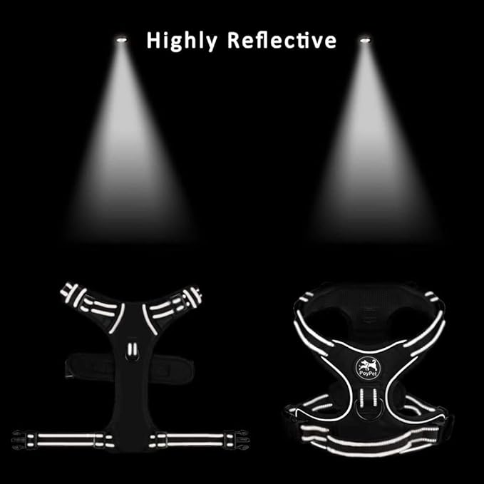 PoyPet No Pull Dog Harness, Reflective Comfortable Vest Harness with Front & Back 2 Leash Attachments and Easy Control Handle Adjustable Soft Padded Pet Vest for Small to Large Dogs (Pink,XS)-Mewly Pet