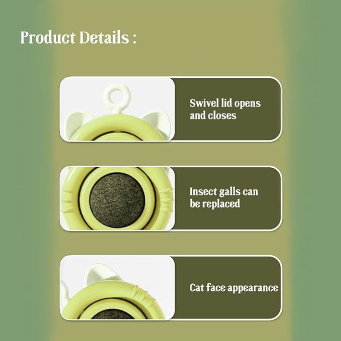 SLLOS Catnip Toy Balls 3 Pcs,Happy Planet 360°Rotating,Cat Energy Ball,Edible Kitten Silvervine Toys for Cats Lick, Healthy Kitty Teeth,Catnip Wall Balls for Cats, Cat Wall Treats,(Yellow-Green)-Mewly Pet