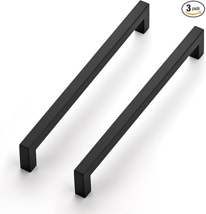 Ravinte 3 Pack 8-4/5 Inch Kitchen Square Cabinet Handles Matte Black Cabinet Pulls Black Drawer Pulls Kitchen Cabinet Hardware Kitchen Handles