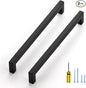 Ravinte 3 Pack Black Cabinet Pulls 8-4/5 Inch Square Kitchen Cabinet Handles Matte Black Kitchen Hardware for Drawer Pulls Drawer Handles Come with Screwdriver