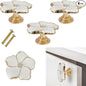 4 pcs Flower Petal Knobs,Creative Silver Flower Drawer Pulls Handles with Screws Single Hole Handle for Cabinet, Dressing ，Home Decor Handles (White)