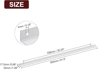 uxcell Cabinet Finger Edge Pull, 1pcs 800mm / 31.5" Aluminum Alloy Back Mount Hidden Cabinet Pulls Concealed Handle for Home Kitchen Drawer Cabinet, Silver