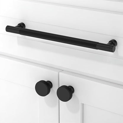 10 Pack Matte Black Knurled Cabinet Pulls 10 Inch(254mm) Kitchen Cabinet Handles Solid Zinc Alloy Cabinet Hardware Drawer Pulls
