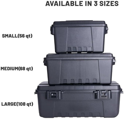 Plano Sportsman's Trunk, Medium 3 Pack, Black, Lockable Storage Box, Medium Storage Bins for Indoor and Outdoor Spaces, Easy to Carry, Secure and Transport, Airline Friendly