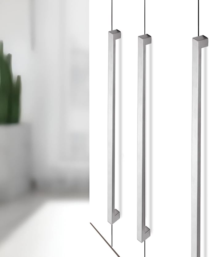 Cabinet Pulls Brushed Nickel Cabinet Handles Square Drawer Pulls, 5 Pack 10 Inch Stainless Steel Kitchen Door Cupboard Cabinet Handles, Cabinet Hardware Drawer Handles, 256mm Hole Centers