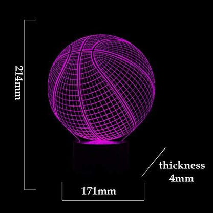 Wiscky Basketball 3D Illusion Lamp, LED Night Lights for Kids Birthday Gift 7 Color Changing Touch Switch Xmas Decoration Nightlight Children Room Bedroom Decorations Toys for Sports Theme Fans