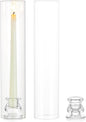 Glass Hurricane Candle Holder: 12" Tall Candlestick Holder with Cylinder Windproof Cover Clear Taper Candle Holders for Wedding Party Birthday Christmas Home Decor Set of 2